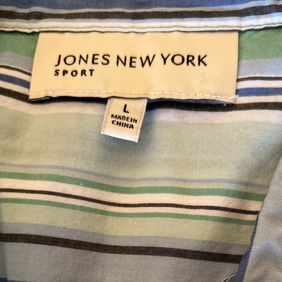 Jones New York Sport Vintage Blue and Green Casual Button Down Shirt L - Picture 4 of 10